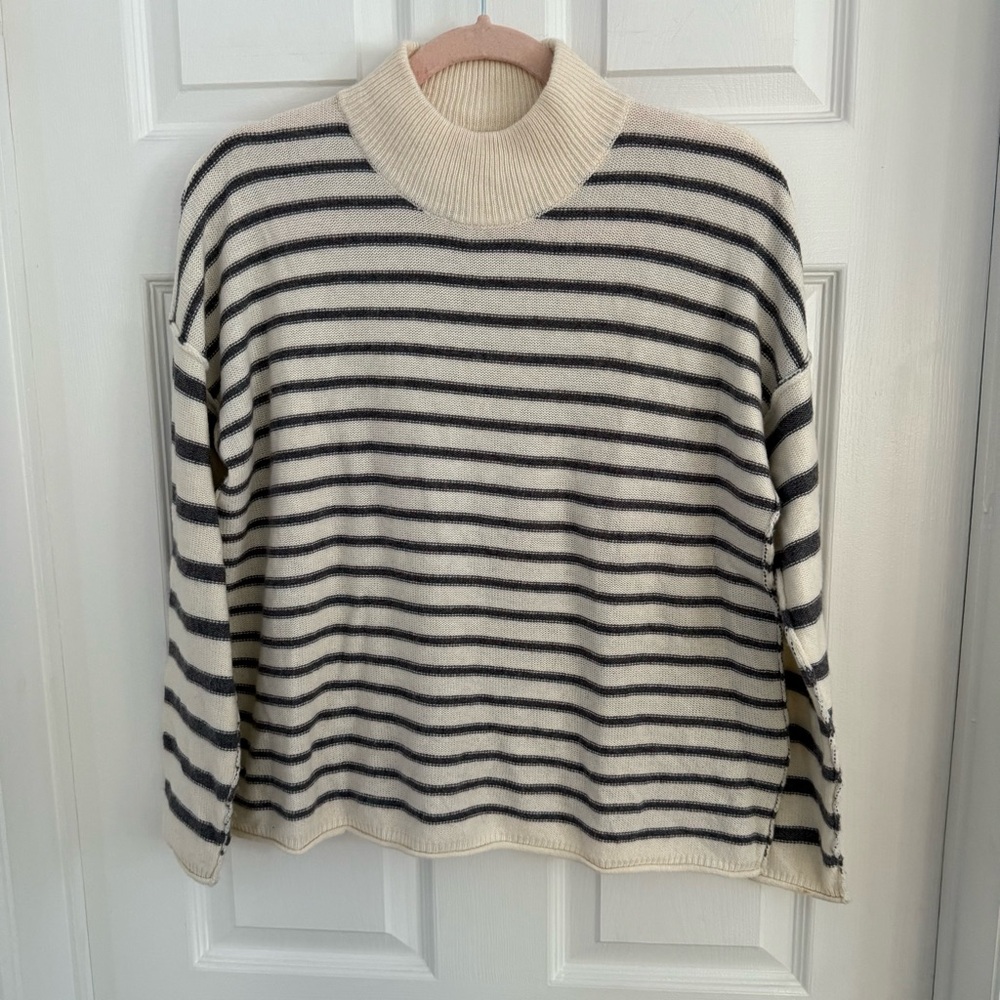 Madewell Stripe-Play Mockneck Merino Wool Blend Pullover Sweater Size XS